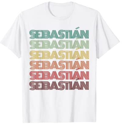 Retro Vorname SEBASTIÁN Spanischer Junge Geburtstag Namensschild T-Shirt