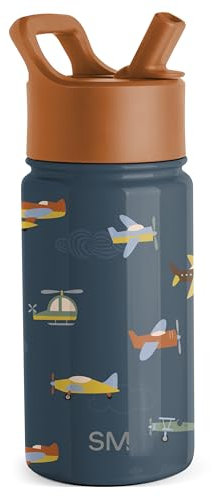 Simple Modern Trinkflasche Kinder mit Strohhalm | Sport Isolierte Edelstahl-Kindertrinkflasche für Kleinkinder Jungen und Mädchen | Summit | 415ml | Wheels Up