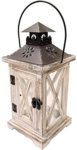 Lanterne décorative vintage en bois rustique pour centre de table de mariage, décoration murale, fête, décoration d'intérieur ou d'extérieur (style B)