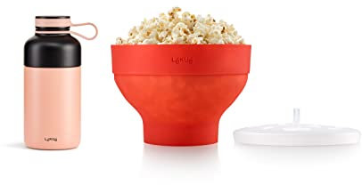 Lékué Kit Regalo Popcorn, Silicona + Botella isotérmica acero inox 300 ml