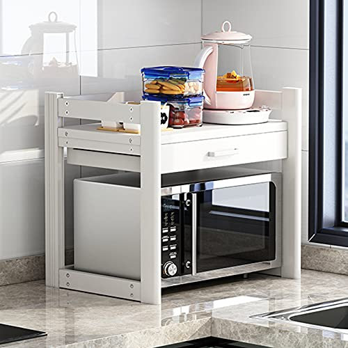 Étagère de Rangement pour Micro-Ondes Espace en Aluminium pour Four à Micro-Ondes, tiroirs sur Rail en Acier au Carbone, étagère pour Micro-Ondes avec tiroir, Organisateur de Rangement pour comptoir