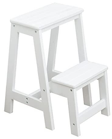 Scaletta pieghevole da interni, in legno, leggera, a 2 gradini, per casa, cucina, soppalco, campeggio, scala pieghevole con sgabelli