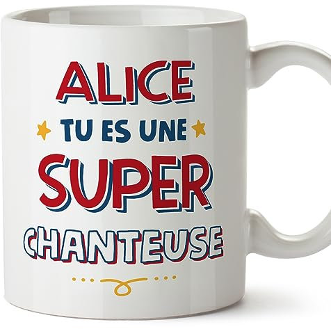 Mugffins Tasses Personnalisables pour CHANTEUSE femme - En Français - Cadeau Personalisé- Tu es Super - 11 oz / 330 ml