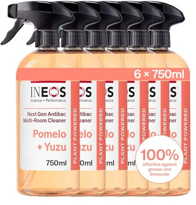 INEOS Next-Gen Cleaning Antibac Spray, 4.5L (750ml x 6), Multi-Room, Plant Powered, Limescale + Grease Remover, Kills 99.9% of Bacteria + Viruses, Pomelo + Yuzu, Packaging May Vary