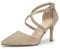 Hoefirm Womens Stiletto Pointed Toe Pumps Cross Strap Court Shoes High Heels Sexy Party Shoes Suede Nude 5uk