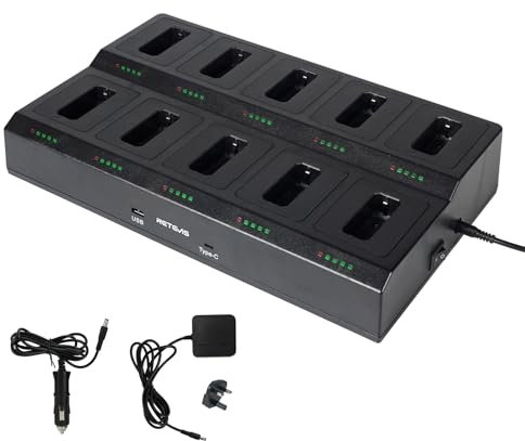 Retevis RT622/RB619 Walkie Talkies Charger, 10-in-1 No Queues for Charging, Compatible Retevis 2 Way Radios, Detachable Slots (1 Pcs)