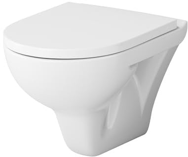 AM.PM Hit - Spülrandloses Wand-Hänge-WC inkl. WC-Sitz mit Soft-Close-Absenkautomatik - Wand-WC Hängend ohne Spülrand, Hänge-Toilette Spülrandlos aus Keramik, Tiefspüler WC, FlashClean, Weiß