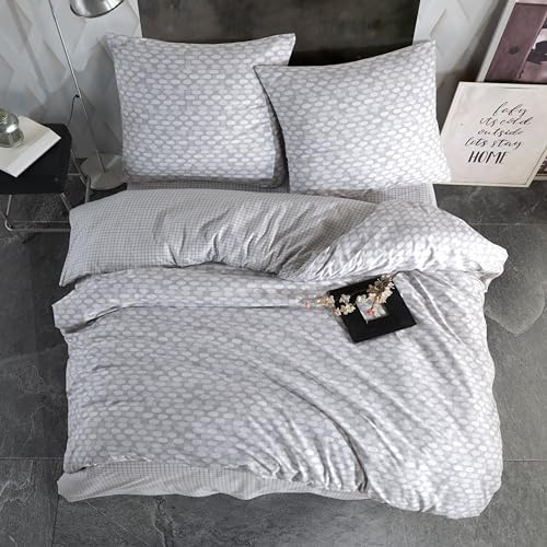 nordqueen Renforce Bettwäsche,100% Baumwolle Bettbezug aus Atmungsaktive, Angenehme Schlafkomfort,Winter Bettwäsche-Set mit Kissenbezug Bettbezug mit Reißverschlus (Duha, 240X220 cm)