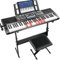 VEIYOUMO - 61 Key Piano for Beginners with Stand, Illuminated Keys in Tracking Mode, 70 Demos, 200 Tones/Rhythms, Tone Curve, Metronome and Hold