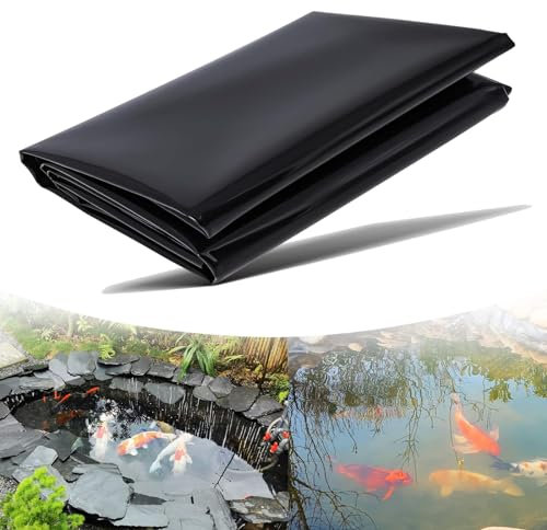 Dtyubfg HDPE Pond Liner 9 x 11 m Garden Pool Membrane, Reinforced and Beautified Environment Pond Pool Liner Can Be Reused Fish and Plant-Friendly
