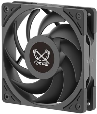 Scythe Wonder Tornado 120 PWN High-Performance Computer Case Fan,120mm x 25mm, Fluid Dynamic Bearing, 4-Pin Connector (2500RPM Black, 1)