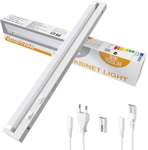 ENUOTEK Unterbauleuchte Küche LED 230V Schwenkbar, 54.5CM Küchenlampe Dimmbar, 3 Einstellbare Lichtfarben 3000K 4000K 6500K, Lichtleiste 8W 750Lm, Für die Küche und das Badezimmer