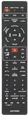 AULCMEET EUR7729KE0 Replacement Remote Control Compatible with Panasonic Blu-Ray Disc/DVD HDD HDMI TV Recorder DMR-E55P9 DMR-ES10 DMR-E55K DMR-E55S DMR-EH50P DMR-EH60