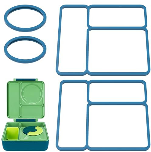Linkidea 4 Pcs Silicone Seal Replacement, Exact Fit Lid Seal Gasket Compatible with OmieBox, Leakproof Food Safe Parts & Accessories for Bento Box (Navy)