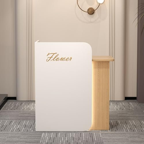 Kleine Büro-rezeption Rezeption,Empfangstheke Mit Abschließbaren Schubladen,Moderne Empfangstheke mit LED multifunktionaler,Einfacher Theke Rezeption Schreibtisch Kasse-Tisch,Für Zuhause,Büro,Lobby(H,