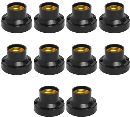 EuAcesry 10 PCs E27 Universal Portalamparas Techo, Techo del Portalámparas E27 Roscado, Casquillos para Bombillas, Fácil de Instalar para Garaje, Cocina, Pasillos, Escaleras - Negro