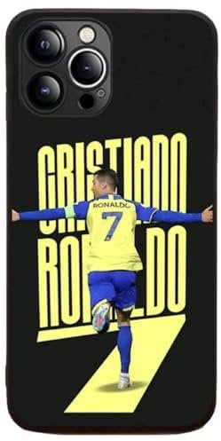 EZB Cristiano Ronaldo Themed iPhone Phone Case | Flexible Shock Absorbant Cool Phone Cover | Ronaldo Yellow and Black Al Nassr Case (iPhone 13 Pro Max)