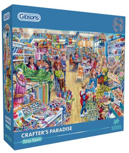 Gibsons Crafters Paradise 1000 Piece Jigsaw Puzzle for Adults Beautiful Colourful Art Craft Hobby Shop Sustainable Premium 100% Recycled Board | Great Gift | Gibsons Games