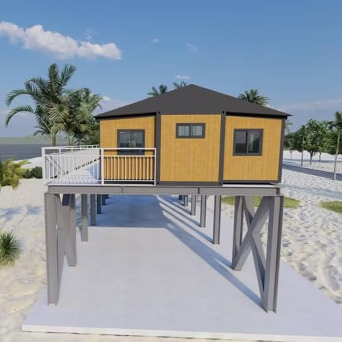 Elegante casa prefabbricata in acciaio modulare piccola casa casa espandibile pieghevole contenitore casa con aree soggiorno, personalizzabile ideale per rilassarsi sulla spiaggia