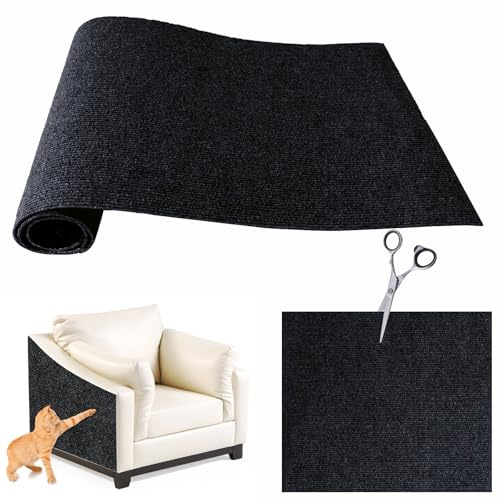 FaAmour 30x100cm Self Adhesive Cat Scratching Mat,Wall Mounted Anti Scratch for Climbing Wall,DIY Cat Scratch Mat, Furniture Scratch Protector Ideal for Floors,Sofas,Chair (Black)