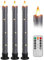Da by 3 Pcs Flickering Flameless Battery Operated Taper Candle-Window Candles with Remote and Time-LED 3D Dynamic Flame-9.6 Inches for Wedding, Party,Home Decoration-Grey