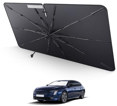 LUWU Parasol Coche Compatible con Peugeot 508 508 SW 2020-2024 2025 / Peugeot 408 Citroen C5 X 2022-2024 2025 Parasol para Parabrisas Delantero Plegable Protección UV Accesorios