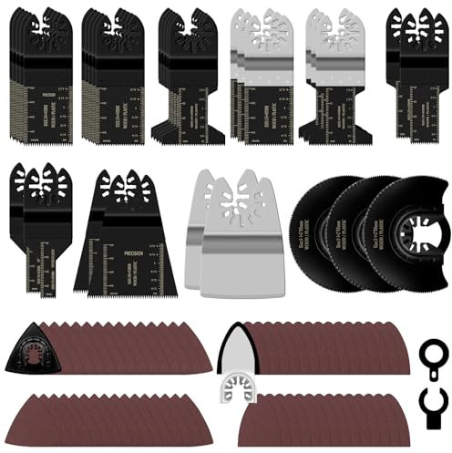CIRULLI 96 piezas cuchillas multifunción, multiherramienta oscilante,para dreme,para makita, para bosch, cuchilla de sierra circular, cuchillas aserradas para madera, plástico y metal suave