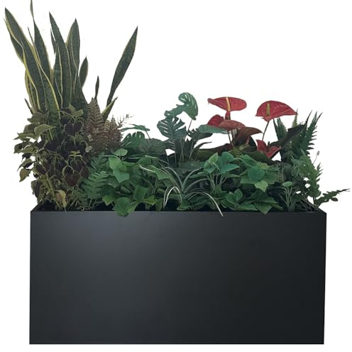 MinCHI257 Pot de fleurs rectangulaire haut en métal de 101,6 x 40,6 x 45,7 cm (L x l x H) (noir)