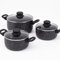 Lot de 3 faitouts induction en aluminium recyclé – Ø18/20/24 cm avec couvercles en verre, revêtement céramique antiadhésif ‍