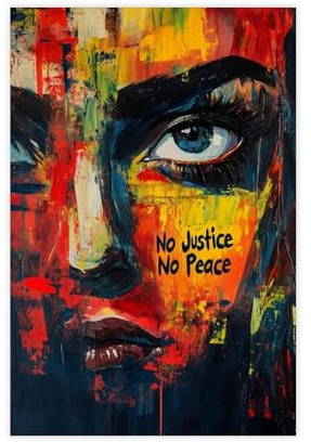Poster auf Leinwand No Justice No Peace, Schlafzimmer, Dekoration, Landschaft, Büro, Raumdekoration, Geschenk, 60 x 90 cm