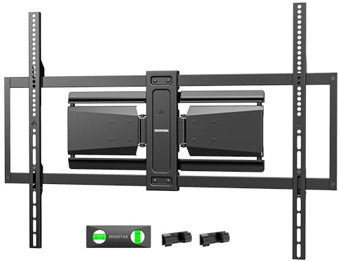 monTEK 1.38 Ultra Slim TV Wall Bracket for 50-100 Inch TVs Up to 85kg | Max VESA 800x600mm, Swivel, Tilt & Extend, Heavy Duty Full Moiton TV Wall Mount Bracket with Double Arm, 2 Cable Clips