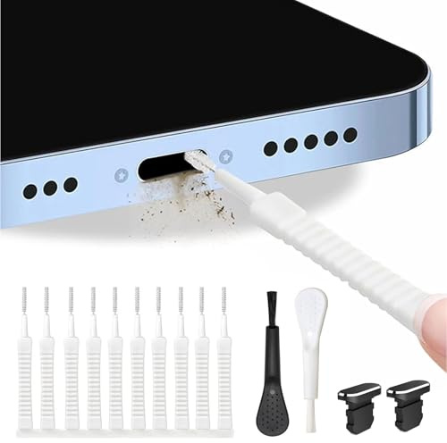 Portable Phone Cleaner, Cleaning Kit for USB-C Ports, Lightning Ports and Speakers, 12 Anti-Dust Brushes and Foam Tips for Connectors and Sockets