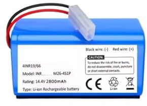 Batería De Iones De Litio 4S1P De 14,4 V Y 12800 MAh, Compatible con XIAOMI, MIJIA Y Mi Robot Vacuum-Mop Essential G1, MJSTG1, R30 Y R35.(12800mAH)