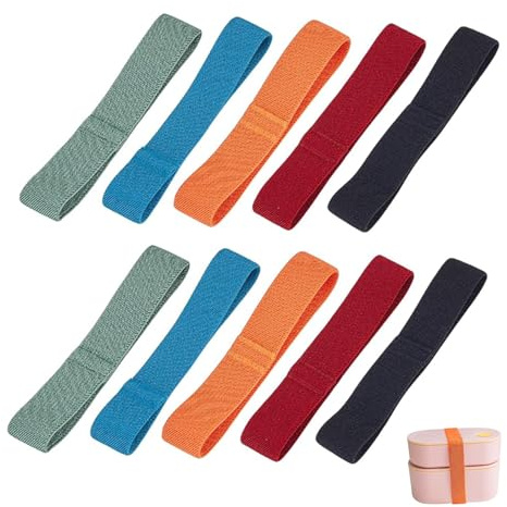 JOYOLA 10-Piece Bento Box Straps, Bento Box Elastic Rubber Bands Belt Adjustable Cinch Straps Lunch Container Elastic Band for Office Supply File Folders Classroom Picnic Outdoors Meals