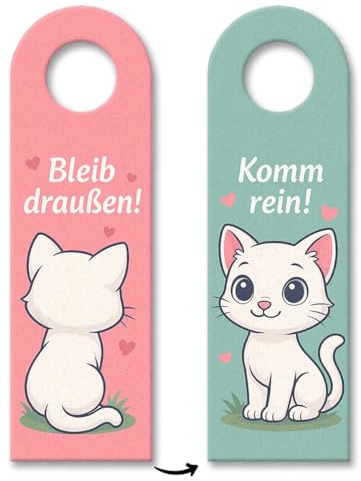speecheese Türhänger Bleib draußen Komm rein Kawaii Katzen Cartoon | Lustiger mit Spruch für Katzenliebhaber