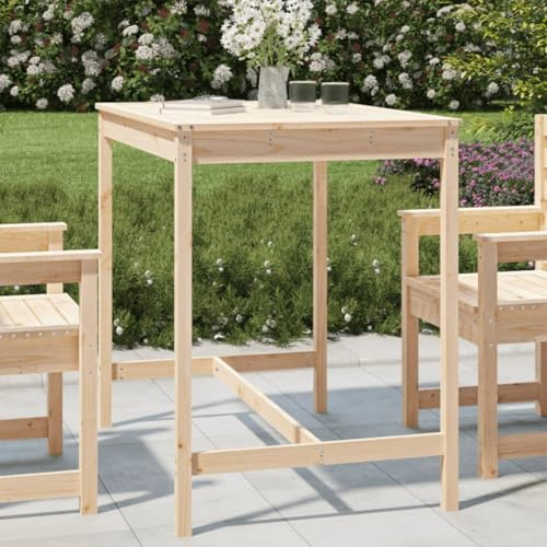 Mandloder Gartentisch Massivholz Kiefer 121x82,5x110 cm, robuster Stehtisch für Garten, Terrasse, Balkon, unbehandeltes Holz, Outdoor Möbel Set