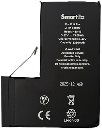 Smartex® Black Label Batterie Compatible avec iPhone 14 Pro - Haute capacité 3380 mAh