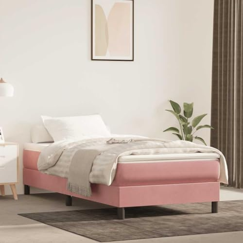 Frdhee Matratze Ergonomische Gästematratze Faltmatratze,Taschenfederkernmatratze Rosa 90x220x20 cm Samt,Ideal Für Schlafzimmer Zu Hause Und in Hotels,Einfach Zu Reinigen