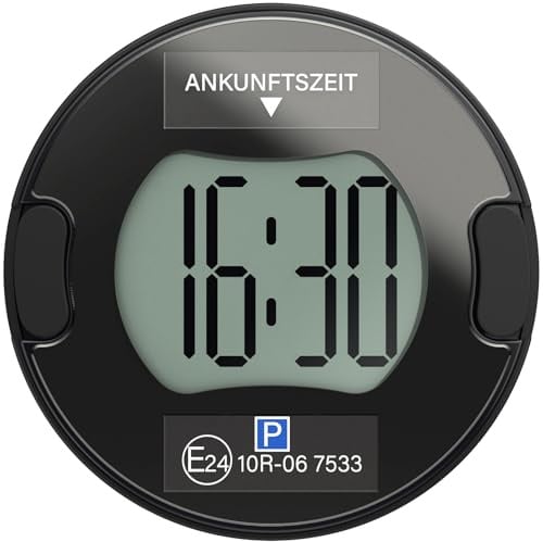 Parkturon PT02 Elektronische Parkscheibe mit Zulassung, Automatische Digitale Parkscheibe Solar fürs Auto, Elektrische Parkuhr mit 2 Displays, Solarunterstützt – Bis zu 5 Jahre Laufzeit