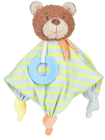 Sterntaler Schmusetuch M Bär Bob aus Jersey und samtig weichen Stoffen, gefüllt mit weicher Polyesterwatte, mit Beißring und Knoten zum Greifen und Spielen, 28 × 36 × 8 cm – braun