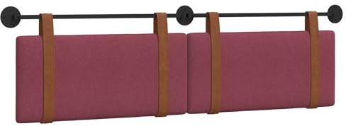 vidaXL Hängendes Kopfteil Weinrot Antikes PU, Schlafzimmer Deko, modernes Wandkopfteil, rechteckiges Design, minimalistischer Stil, Schaumstoff Polsterung
