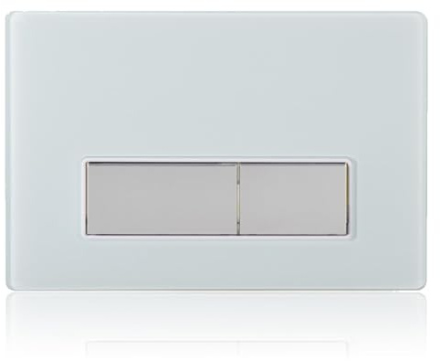Flush Plate Dual Flush Push Button for Geberit, Tempered Glass Push Plate Compatible with Geberit Flush Valve & Concealed Cistern, Toilet Flush Sigma Series Actuator Panel 245×165 mm Glossy White