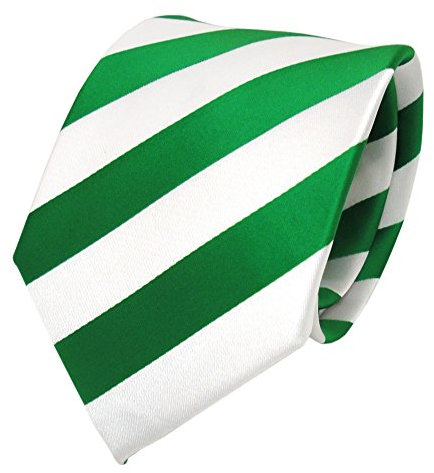 TigerTie Schicke Designer Krawatte - Schlips Binder grün leuchtgrün weiß gestreift - Tie