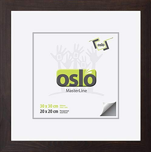 OSLO MasterLine Bilderrahmen 30 x 30 quadratisch dunkel braun Holz zum Aufhängen Echt-Glas Foto-rahmen