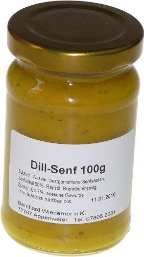 Wiedemer – erfrischender Dillsenf aus frischer Zubereitung mit ausgewählten natürlichen veganen Zutaten – 1 Glas á 100ml Gourmet Senf für Lachs, Salatdressing, Fleisch, Fisch, Käse u.v.m.