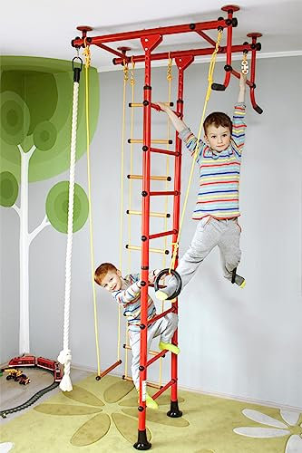 NiroSport Sprossenwand für Kinder M1 Sprossenwand für Kinder Rot, Raumhöhe 220-270 cm