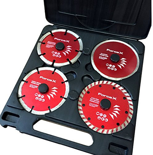 Force -X Assorted Set of 115mm (4.5) Diamond Blades - Mortar Rake, Turbo Disc, Segmented & Continuous Rim Discs