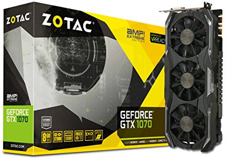 Zotac NVIDIA GeForce GTX 1070 8 GB AMP Extreme Edition VR Ready Graphics Card - Black