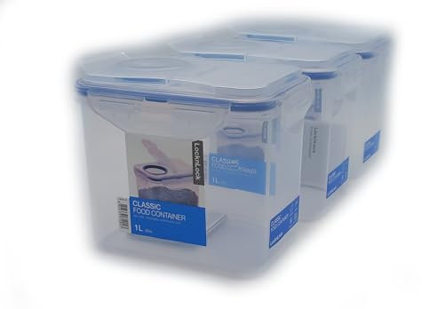 Vorratsdosen Frischhaltedosen | Füllmenge 1.0 L | BPA frei & spülmaschinengeeignet | luftdicht & wasserdicht | Aufbewahrungsdose & Vorratsbehälter mit 4fach Klickverschluss - HPL812F 3er Set