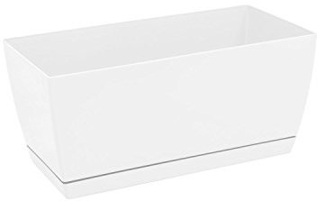 Pot de fleur Coubi 29 cache pot rectangulaire soucoupe assiete blanc